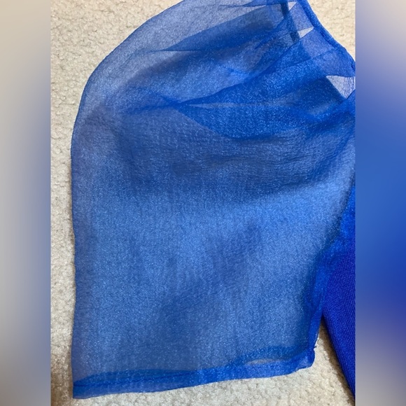 NWT Endless Rose Short Puff Sleeve Sweater Top Women Size XS Royal Blue - Picture 5 of 7